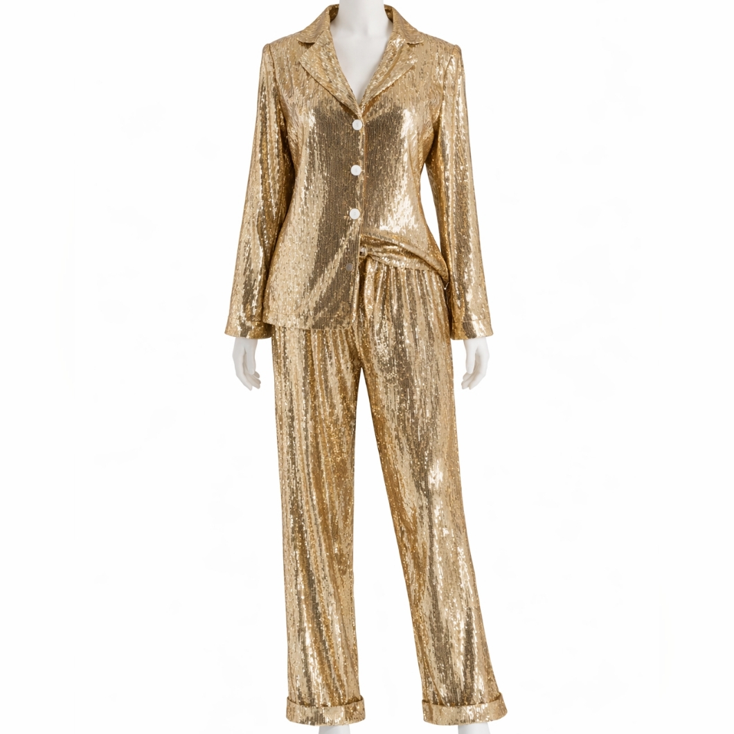 Nadine Merabi Gold Sequin Waterfall Jacket - New With Tags - Small